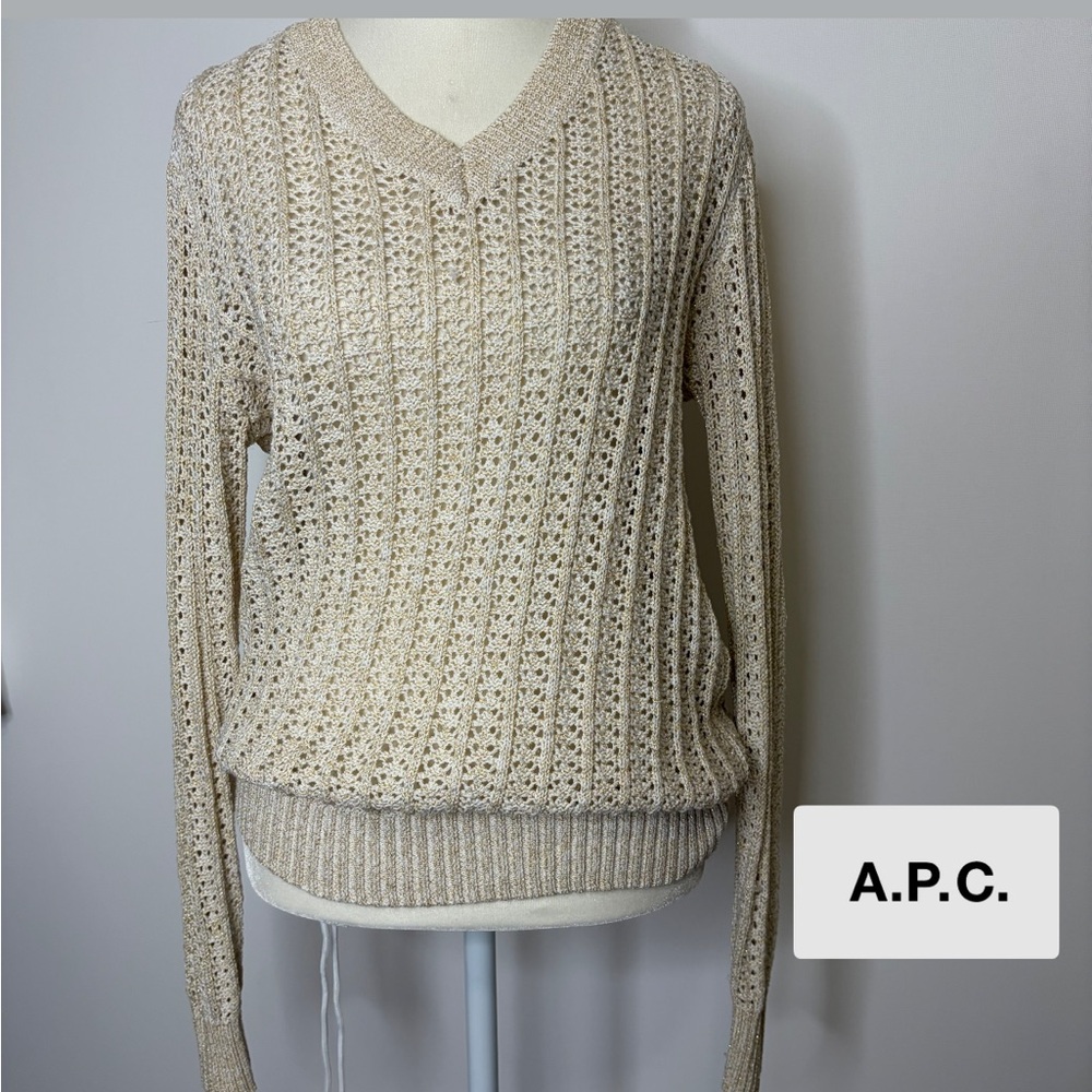 A.P.C. Cream and Gold Women's Sweater